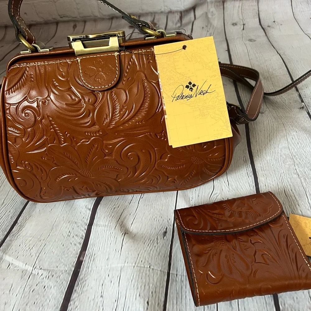 PATRICIA NASH TOOLED SATCHEL & WALLET